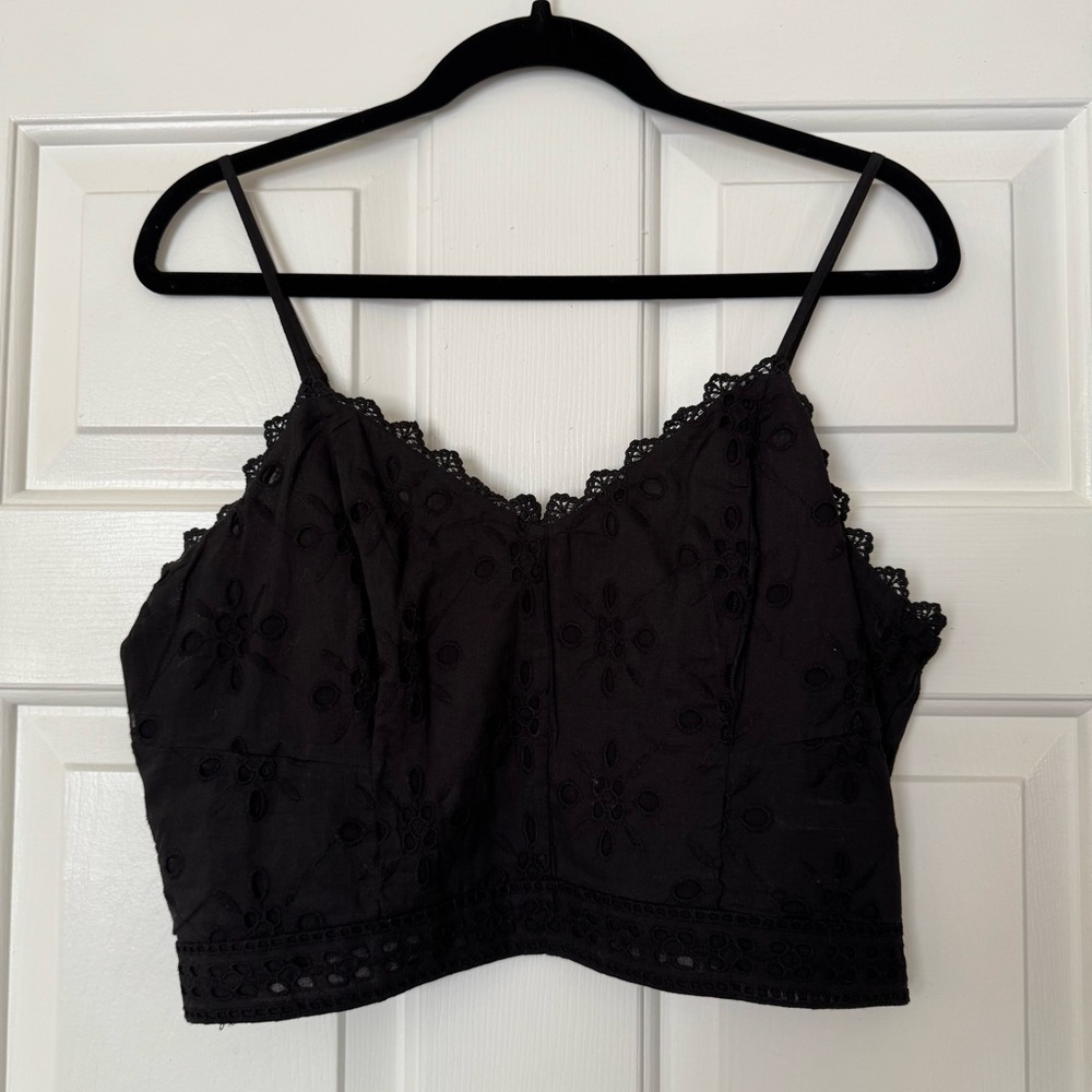 Express Black Eyelet Crop Top